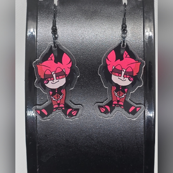 ALASTOR - Hazbin Hotel Inspired Dangle Earrings! Handmade! Hypo-Allergenic - Picture 1 of 3